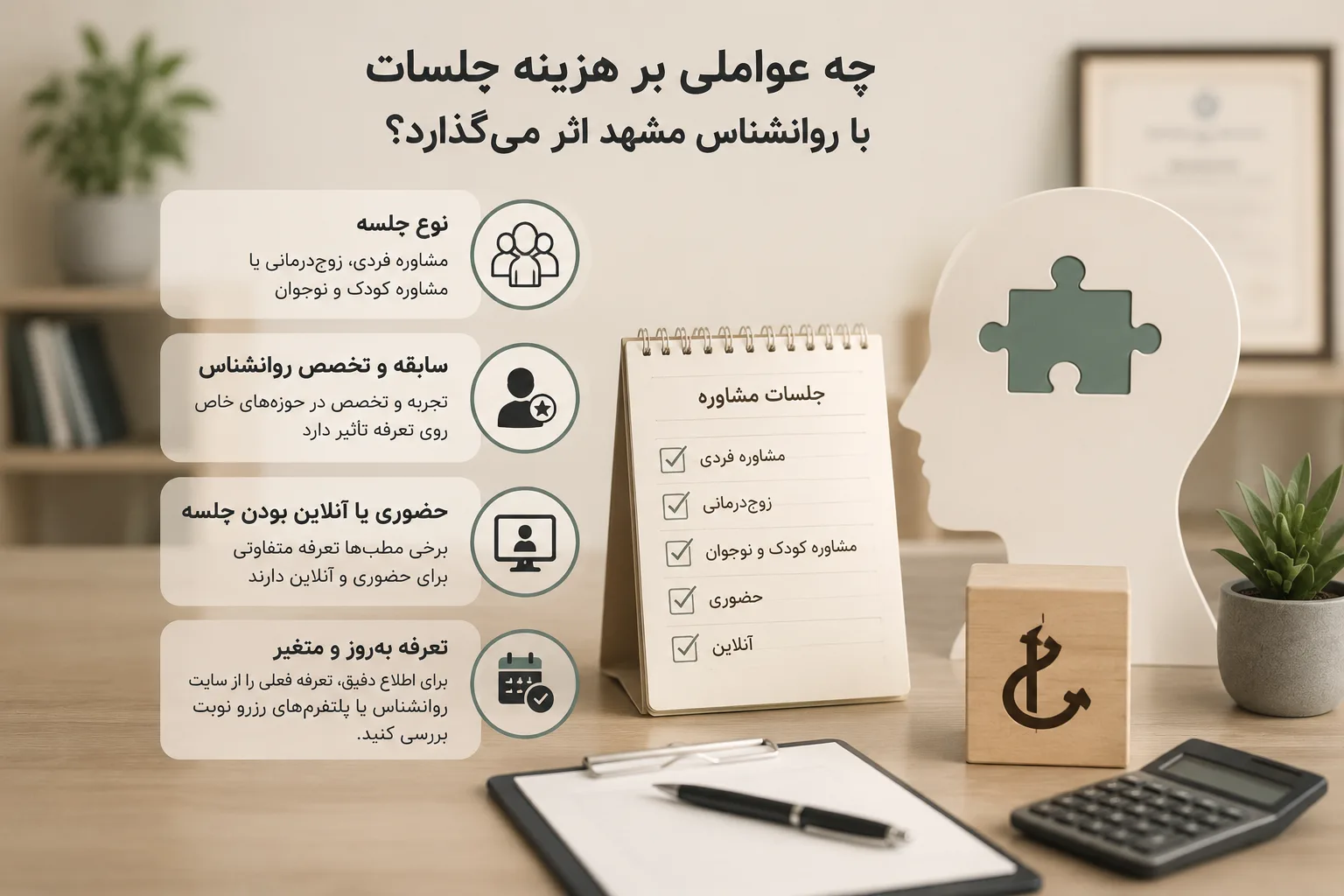 هزینه روانشناس در مشهد چقدر است؟ عوامل مؤثر بر تعرفه